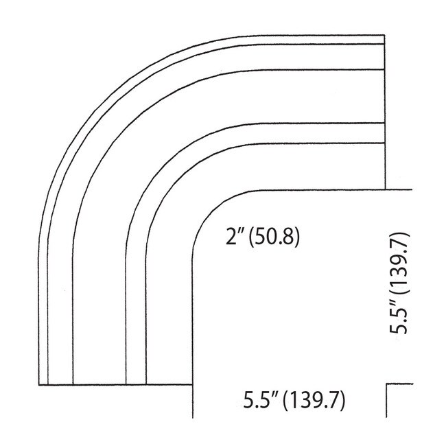 1-3/8in H x 5.5in Outside Radius x 4-3/8in W | Unfinished Radius Corner | RC-200 Series