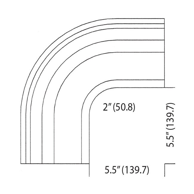 1-3/8in H x 5.5in Outside Radius x 5in W | Unfinished Radius Corner | RC-300 Series