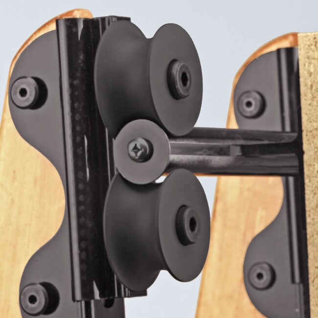 16" Wide Hammered Antique Brass Powder Coated Steel Rolling Glide Contemporary Wheels Hardware Kit