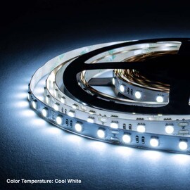 10mm Wide LED Tape Flexible Strip Lighting | Cool White (5700K-8700K) | 200-500 Lumens Per Foot 12V IP20 UL | 8.25ft Roll