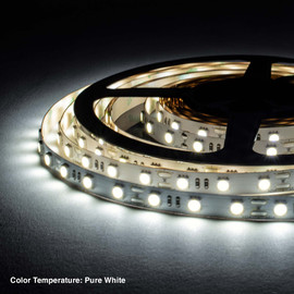10mm Wide LED Tape Flexible Strip Lighting | Pure White (3800K-4500K) | 200-500 Lumens Per Foot 12V IP20 UL | 8.25ft Roll
