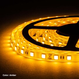 10mm Wide LED Tape Flexible Strip Lighting | 5050 Chip Amber 1800K-2300K | 200-500 Lumens Per Foot 12V IP65 UL | 16.4ft Roll