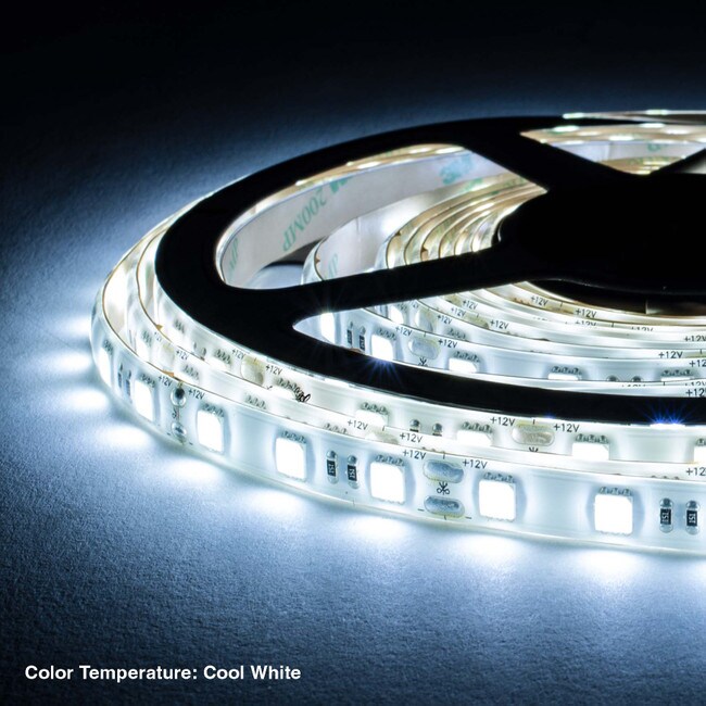 10mm Wide LED Tape Flexible Strip Lighting | Cool White (5700K-8700K) | 200-500 Lumens Per Foot 12V IP65 UL | 8.25ft Roll