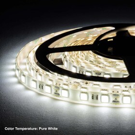 10mm Wide LED Tape Flexible Strip Lighting | Pure White (3800K-4500K) | 200-500 Lumens Per Foot 12V IP65 UL | 8.25ft Roll