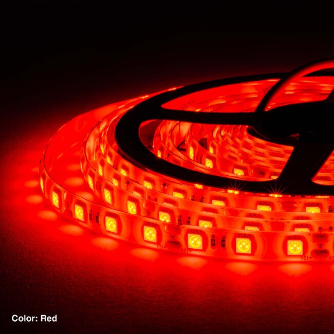 10mm Wide LED Tape Flexible Strip Lighting | 5050 Chip Red | 200-500 Lumens Per Foot 12V IP65 UL | 16.4ft Roll