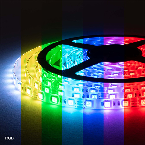 10mm Wide LED Tape Flexible Strip Lighting | 5050 Chip RGB | 200-500 Lumens Per Foot 12V IP20 UL | 16.4ft Roll
