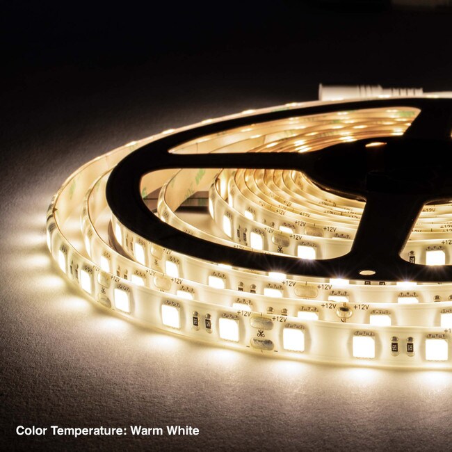 10mm Wide LED Tape Flexible Strip Lighting | Warm White (2700K-3500K) |200-500 Lumens Per Foot 12V IP65 UL | 16.4ft Roll