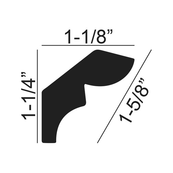 1-5/8in Face x 1-1/4in H x 1-1/8in Proj | Primed White High Impact Polystyrene | Crown Moulding