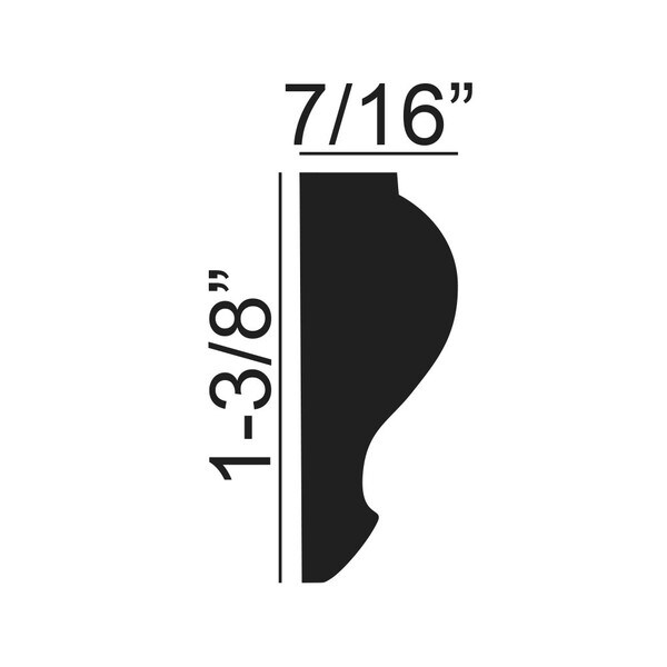 1-3/8in H x 7/16in Proj | Primed White High Impact Polystyrene Panel Moulding