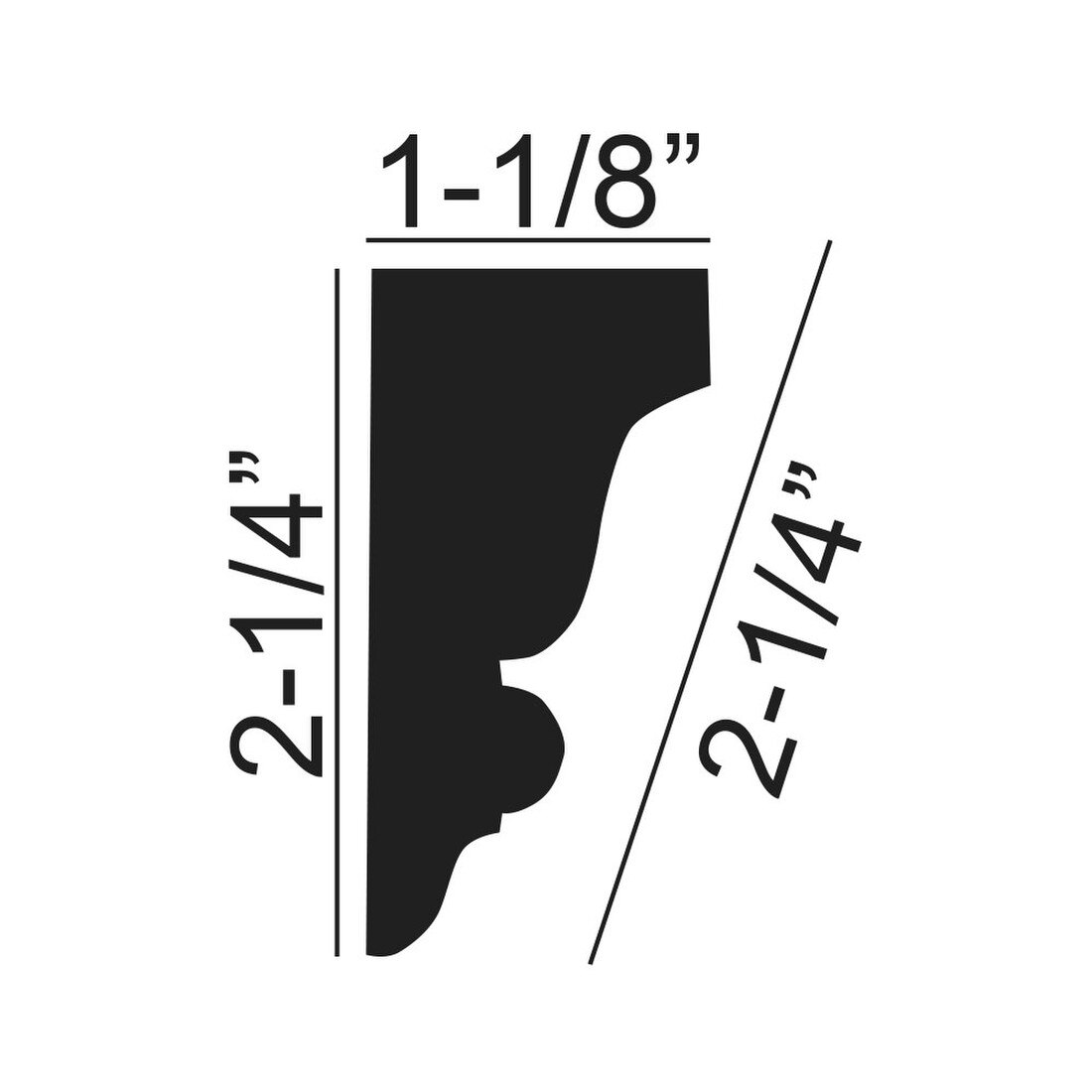 2-1/4in Face x 2-1/4in H x 1-1/8in Proj | Primed White High Density Polystyrene | Crown Moulding