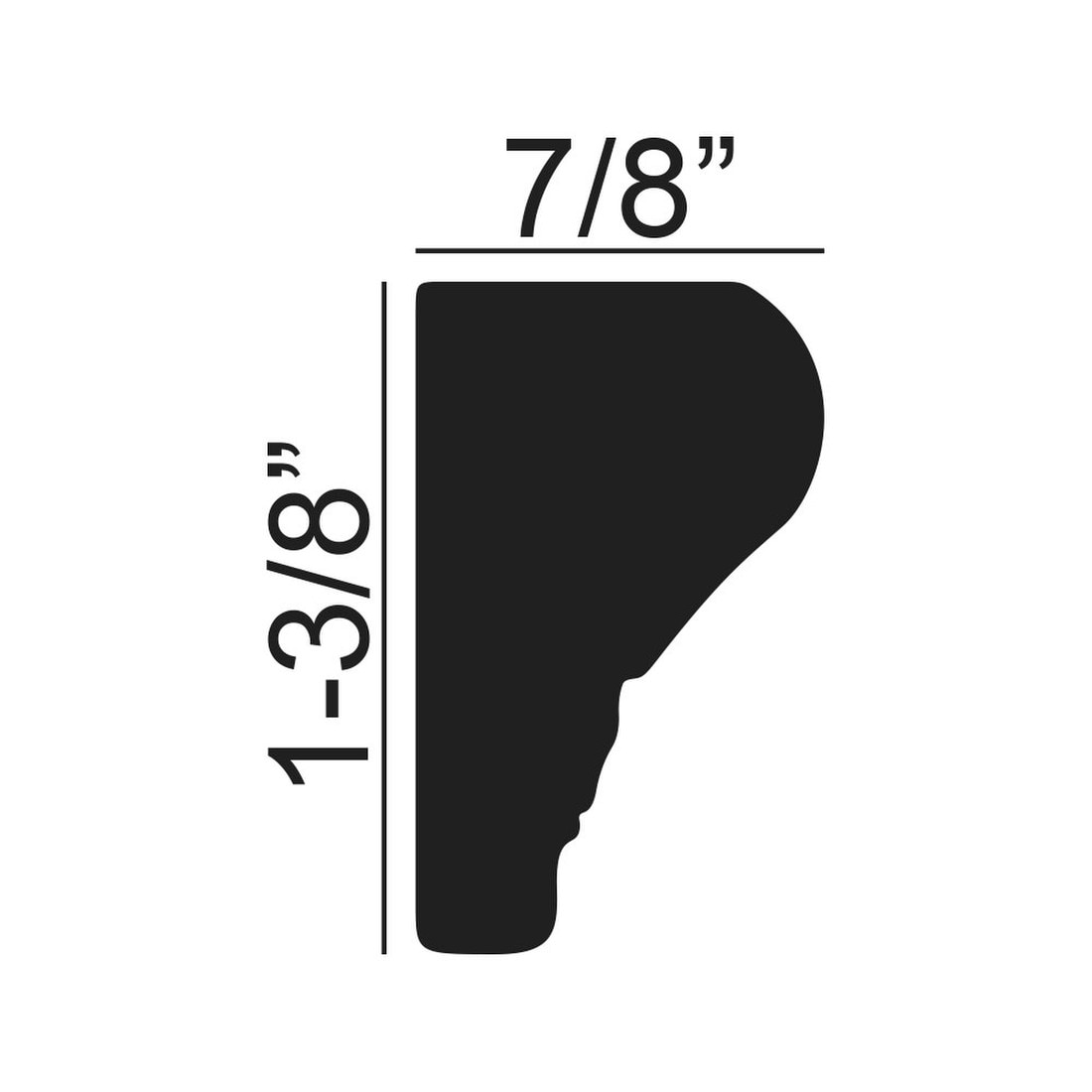 1-3/8in H x 7/8in Proj | Primed White High Impact Polystyrene Panel Moulding
