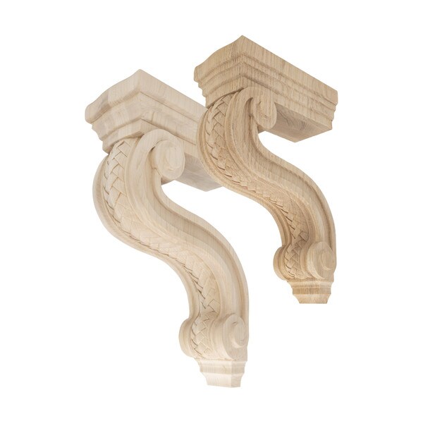 Hand Carved Unfinished | Solid North American Hardwood Corbel | RWC313 Series