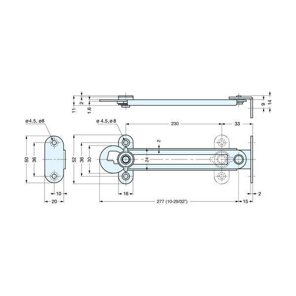 10-29/32" Long Stainless Steel Left Lid Stay