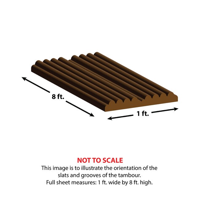 1' Wide x 8' High Unfinished Solid Maple Decorative Tambour Sheet | Fluted/Pencil Pattern