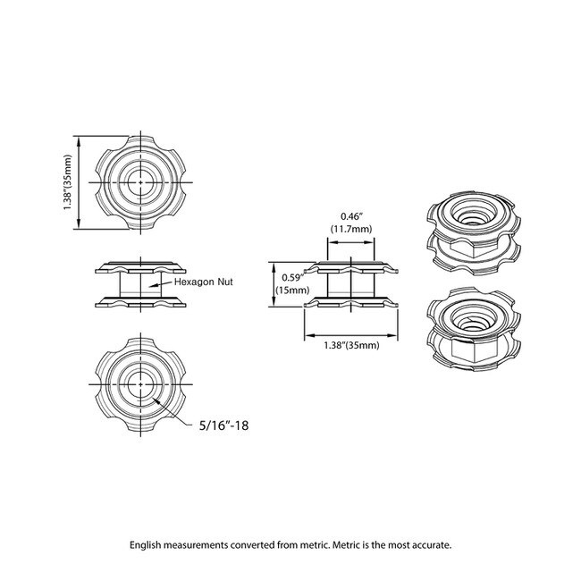 1-1/2in Round or Square | 5/16-18 Thread | Heat Treated Carbon Steel | Heavy Duty Double Star Metal Tube Connector | S67-485 Series