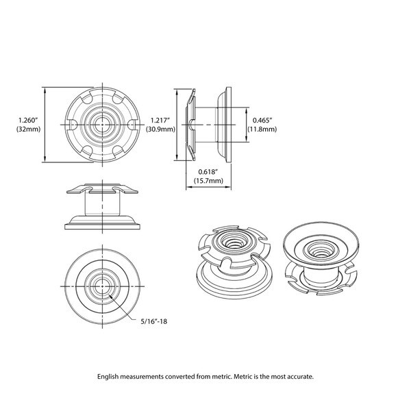 Heat Treated Carbon Steel | Round Single Star Metal Insert