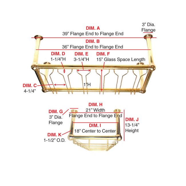 Overhead Glass Rack for Bars 21in W x 131/4in H S82OHGR