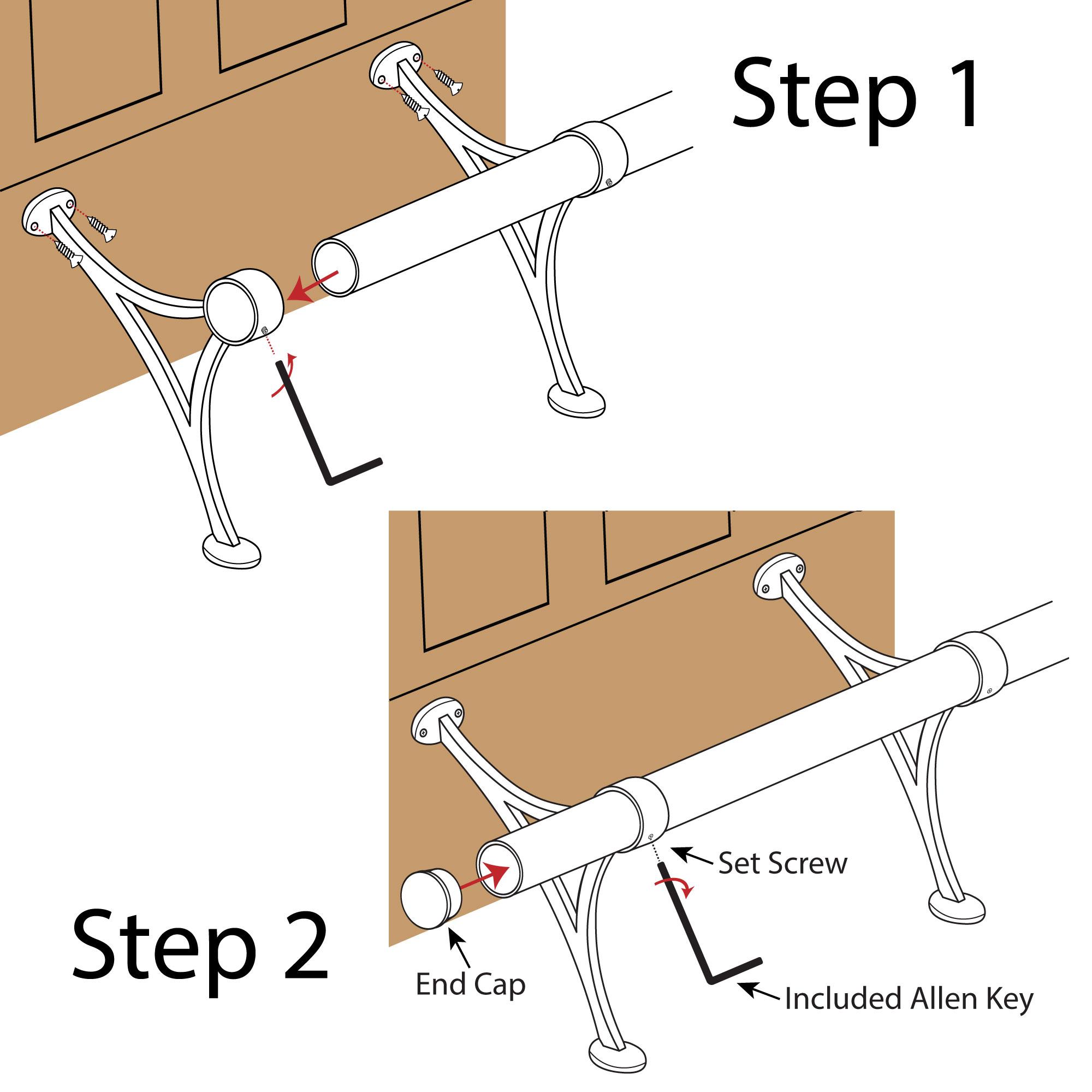 Sleek Bar Foot Rail Kit Parent - 1.5" Diameter, Complete Undercounter Mount