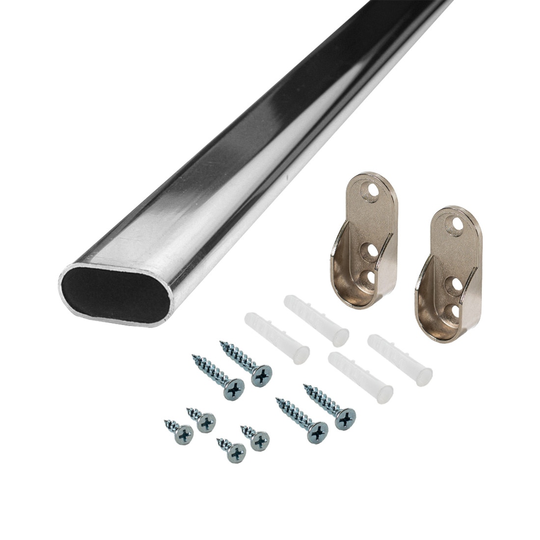 Chrome 1-3/16"(30mm) x 9/16" (15mm) Oval Tubing Kits Custom Cut To Fit 12" - 94" Wide Opening