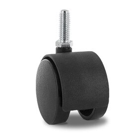 Black Swivel Hooded Samson Twin Wheel Caster | 3/8 -16 x 1in Threaded Stem