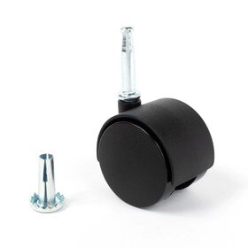 Black Swivel Hooded Samson Twin Wheel Caster | 5/16in x 1-1/2in Long Gripneck Stem