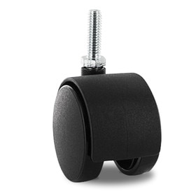 Black Swivel Hooded Samson Twin Wheel Caster | 5/16-18 x 1in Threaded Stem