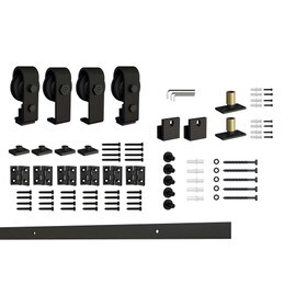 Sliding Barn Door Hardware Kit for Bifold Double Wood Doors | 78-3/4in Rail Length