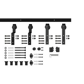 Sliding Barn Door Hardware Kit for By-Passing Wood Door | 78-3/4in Rail Length