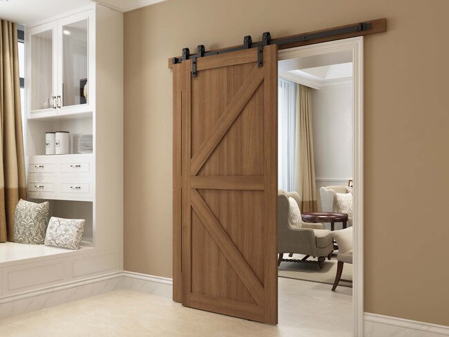 Sliding Barn Door Hardware Kit for By-Passing Wood Door | 78-3/4in Rail Length