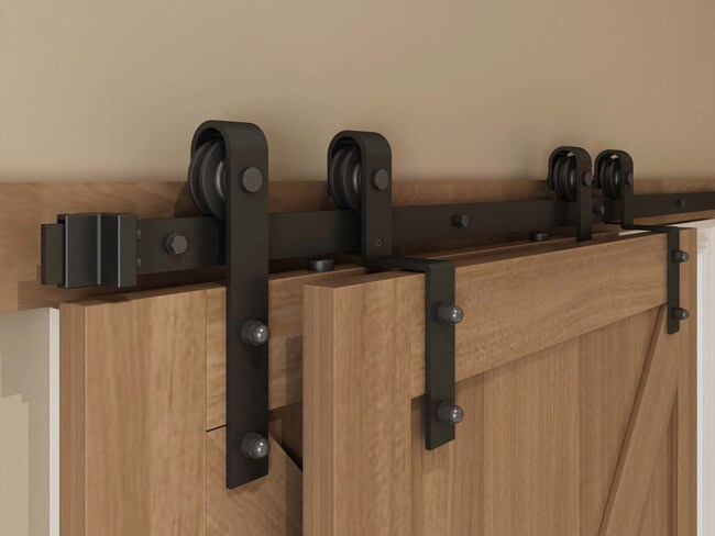 Sliding Barn Door Hardware Kit for By-Passing Wood Door | 78-3/4in Rail Length