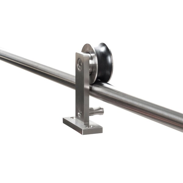 Sliding Barn Door Hardware Kits for Double Wood Doors Up to 34in W | Stainless Steel Finish | 135-3/4in Rail Length | DW03 Series