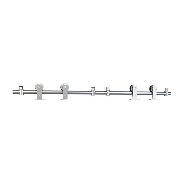 Sliding Barn Door Hardware Kits for Double Wood Doors Up to 34in W | Stainless Steel Finish | 135-3/4in Rail Length | DW03 Series