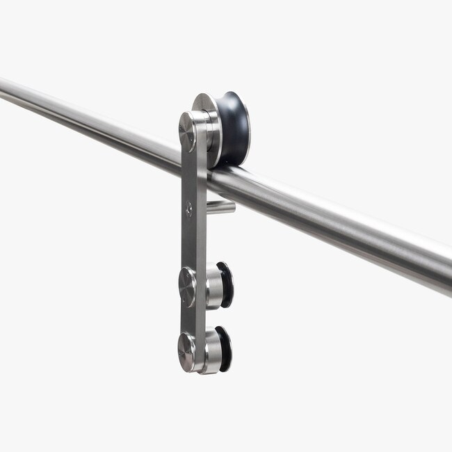 Sliding Barn Door Hardware Kits for Double Wood Doors Up to 34in W | Stainless Steel Finish | 135-3/4in Rail Length | DW12 Series