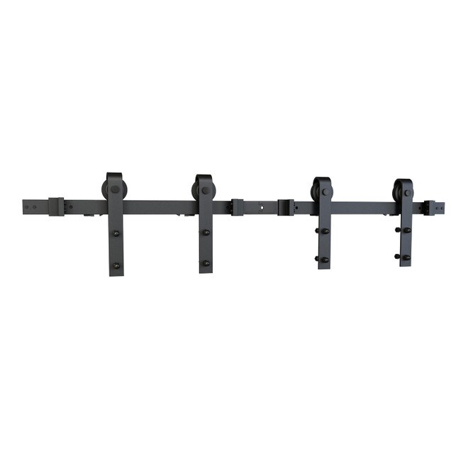 Sliding Barn Door Hardware Kits for Double Wood Doors Up to 34in W | Black Powder Coated Finish | 135-3/4in Rail Length | SDH-DW4 Series