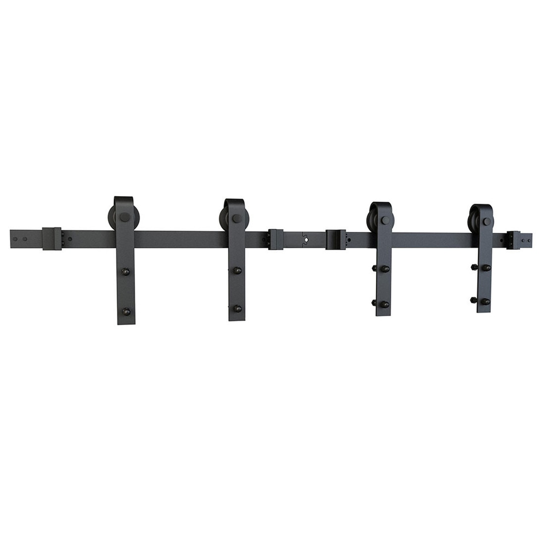Sliding Barn Door Hardware Kits for Double Wood Doors Up to 34in W | Black Powder Coated Finish | 135-3/4in Rail Length | SDH-DW4 Series