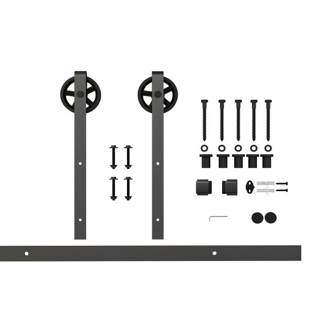 Sliding Barn Door Hardware Kits for Single Wood Doors Up to 39in W | Black Powder Coated Finish | 78-3/4in Rail Length