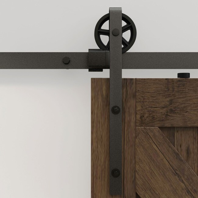 Sliding Barn Door Hardware Kits for Single Wood Doors Up to 39in W | Black Powder Coated Finish | 78-3/4in Rail Length