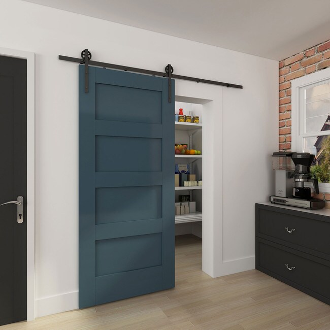 Sliding Barn Door Hardware Kits for Single Wood Doors Up to 39in W | Black Powder Coated Finish | 78-3/4in Rail Length