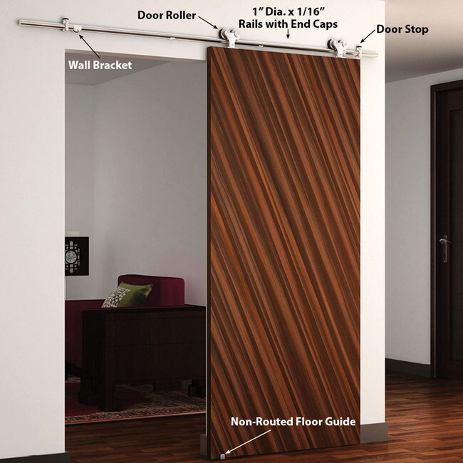 Sliding Barn Door Hardware Kits for Single Wood Doors Up to 39in W | Stainless Steel Finish | 78-3/4in Rail Length | SW04 Series