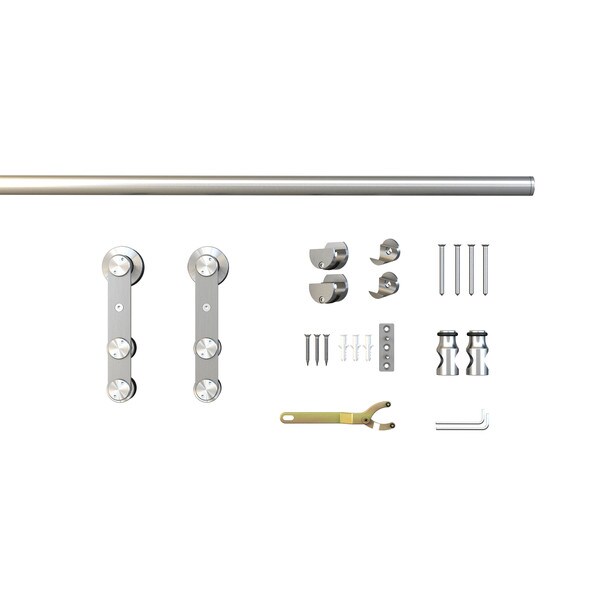 Sliding Barn Door Hardware Kits for Single Wood Doors Up to 39in W | Stainless Steel Finish | 78-3/4in Rail Length | SW12 Series