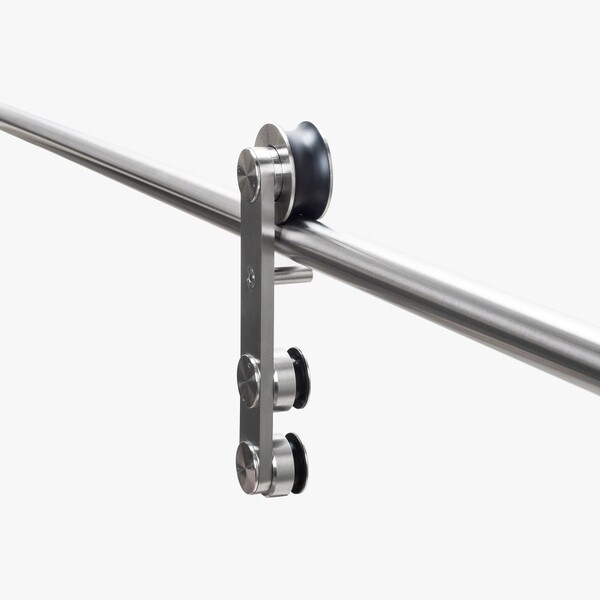 Sliding Barn Door Hardware Kits for Single Wood Doors Up to 39in W | Stainless Steel Finish | 78-3/4in Rail Length | SW12 Series