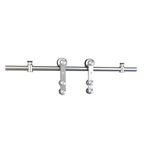 Sliding Barn Door Hardware Kits for Single Wood Doors Up to 39in W | Stainless Steel Finish | 78-3/4in Rail Length | SW12 Series