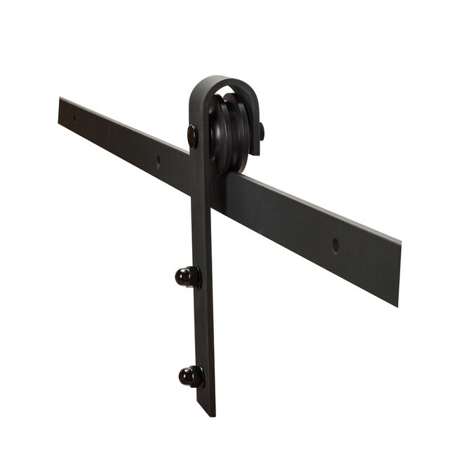 Sliding Barn Door Hardware Kits for By-Passing Wood Doors Up to 34in W | Black Powder Coated Finish | 68-7/8in Rail Length