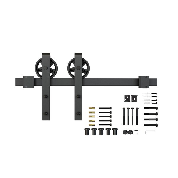 Sliding Barn Door Hardware Kits for Single Wood Doors Up to 39in W | Black Powder Coated Finish | 78-3/4in Rail Length | SW4IND Series
