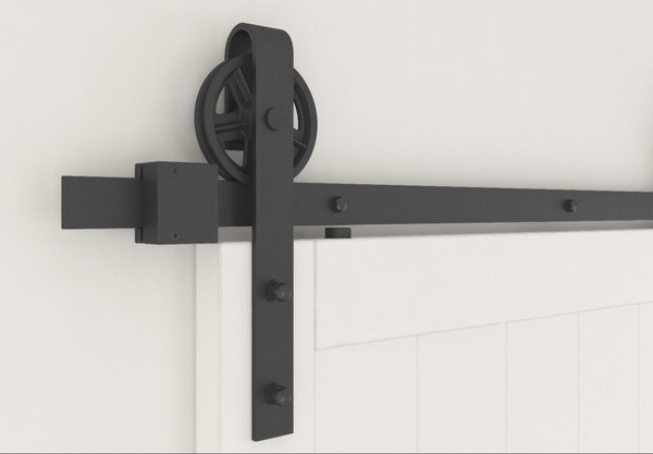 Sliding Barn Door Hardware Kits for Single Wood Doors Up to 39in W | Black Powder Coated Finish | 78-3/4in Rail Length | SW4IND Series
