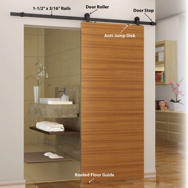 Sliding Barn Door Hardware Kits for Single Wood Doors | Black Powder Coated Finish