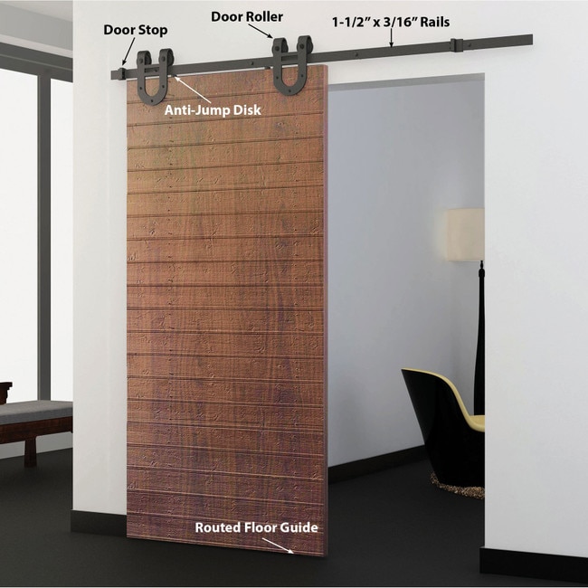 Sliding Barn Door Hardware Kits for Single Wood Doors Up to 39in W | Black Powder Coated Finish | 78in Rail Length | SDH-SW6 Series