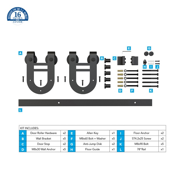 Sliding Barn Door Hardware Kits for Single Wood Doors Up to 39in W | Black Powder Coated Finish | 78in Rail Length | SDH-SW6 Series