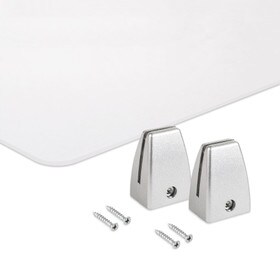Clear Acrylic PPE Panel with Aluminum Desk Partition Clamps | Silver Finish Aluminum