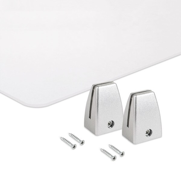 Clear Acrylic PPE Panel with Aluminum Desk Partition Clamps | Silver Finish Aluminum